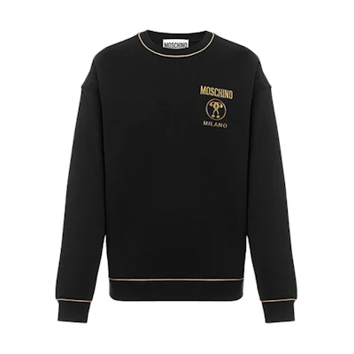 MOSCHINO SS21 Double Question Mark Graphic Crewneck Sweatshirt Black 1777-2027-1555