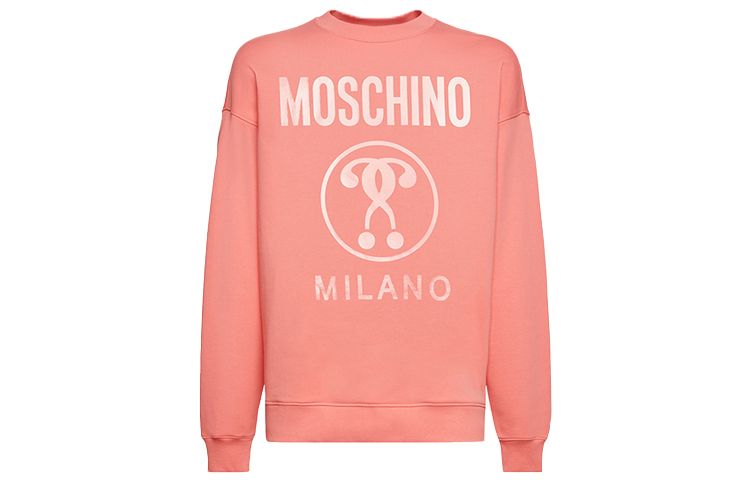 MOSCHINO SS21 Double Question Mark Print Pullover Sweatshirt Pink A1704-2027-0245