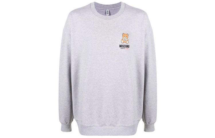 Moschino SS21 Grey Teddy Bear Print Long Sleeve Sweatshirt A1719-8120-0489