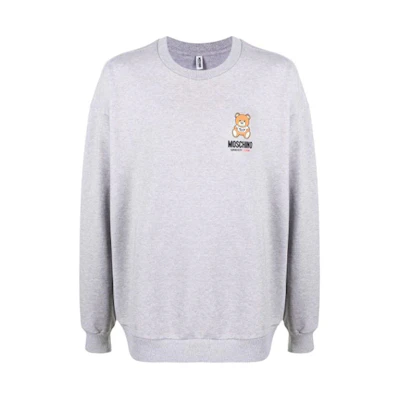 Moschino SS21 Grey Teddy Bear Print Long Sleeve Sweatshirt A1719-8120-0489