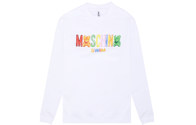 MOSCHINO SS21 Gummy Bear Logo Pullover Cartoon Sweatshirt White () 3T1701-2318-0001