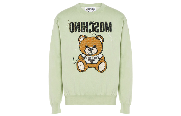 MOSCHINO SS21 Inverted Teddy Bear Graphic Sweatshirt Green () 0990-0201-0400