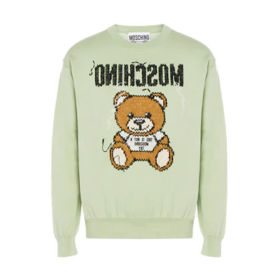 MOSCHINO SS21 Inverted Teddy Bear Graphic Sweatshirt Green () 0990-0201-0400