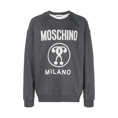 MOSCHINO SS21 Logo Sequin Crewneck Sweatshirt Grey 1702-5227-1516