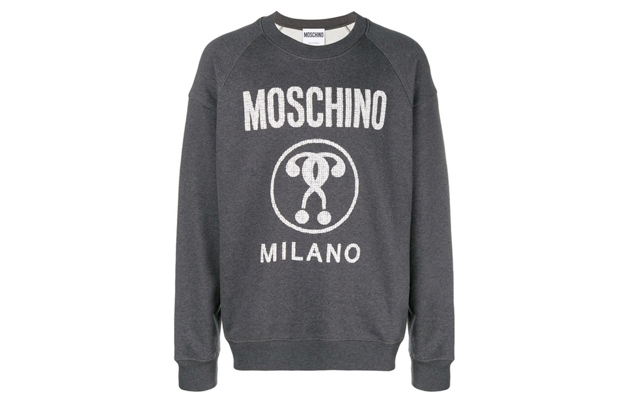 Order MOSCHINO SS21 Logo Sequin Crewneck Sweatshirt Kelabu 1702-5227-1516