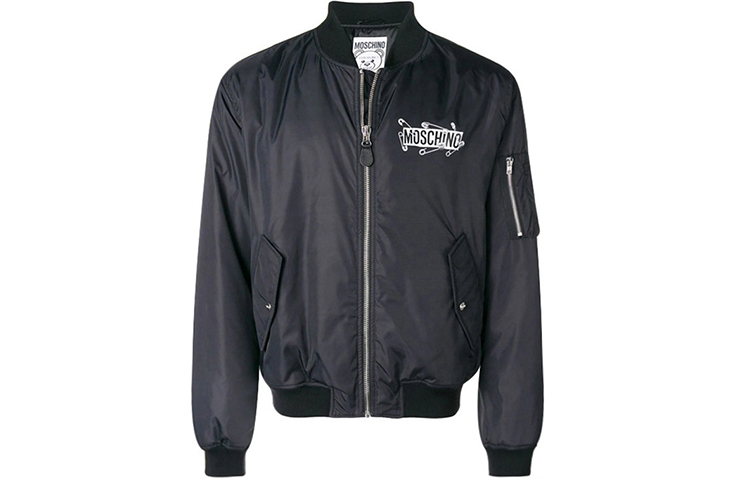 MOSCHINO SS21 Logo Zip-Up Bomber Jacket Men’s Black 0635-5215-1555