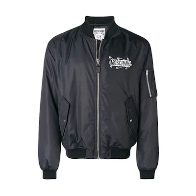 MOSCHINO SS21 Logo Zip-Up Bomber Jacket Men’s Black 0635-5215-1555