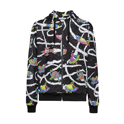 MOSCHINO SS21 Spaceship Print Sweatshirt Jacket Men’s Black A1702-2030-1555