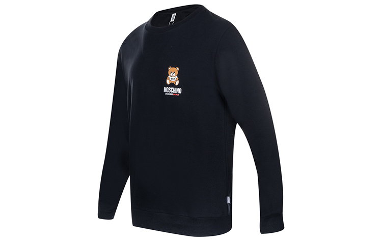 Shop Moschino SS21 Teddy Bear Graphic Pullover Sweatshirt Black A1811-8126-0555