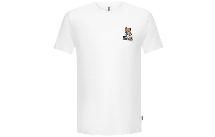 MOSCHINO SS21 Teddy Bear Logo Crew Neck T-Shirt White  Tee 1905-8102-0001