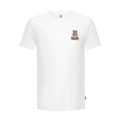 MOSCHINO SS21 Teddy Bear Logo Crew Neck T-Shirt White Tee 1905-8102-0001