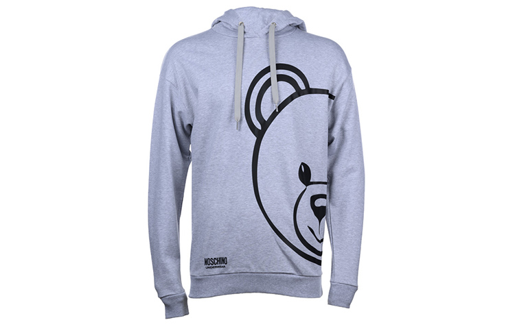 MOSCHINO SS21 Teddy Bear Logo Hoodie Grey Pullover Sweatshirt A1717-8111-0489