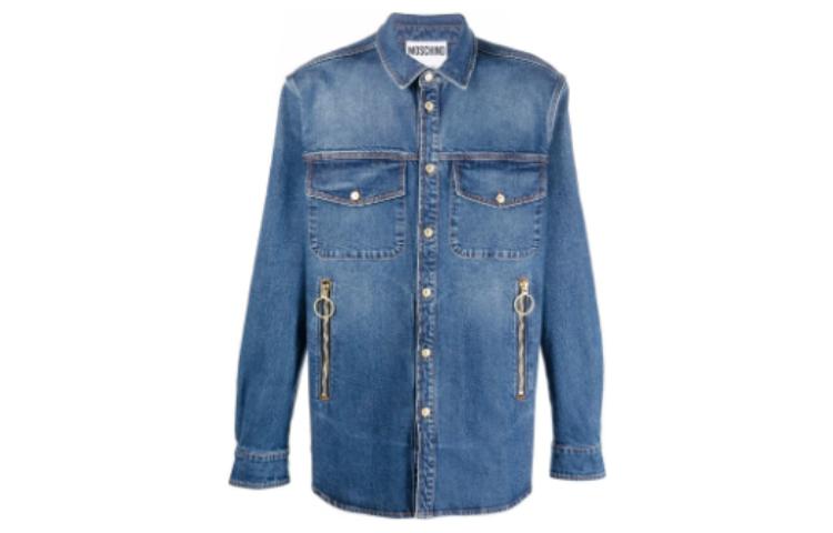 MOSCHINO SS22  Blue Denim Jacket with Single Breast Pocket. J0219-5222-0295