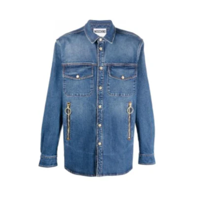 MOSCHINO SS22 Blue Denim Jacket with Single Breast Pocket. J0219-5222-0295