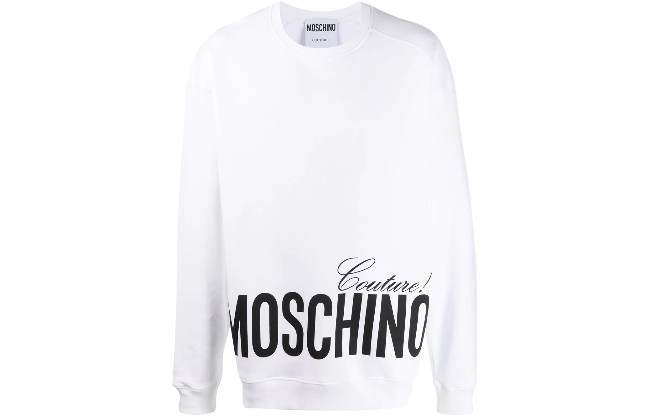 MOSCHINO SS22 Big Logo Cotton Crewneck Pullover Sweatshirt White Men’s A1708-0227-1001