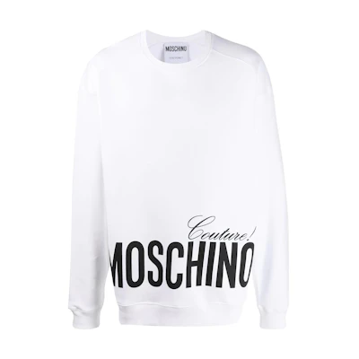 MOSCHINO SS22 Big Logo Cotton Crewneck Pullover Sweatshirt White Men’s A1708-0227-1001