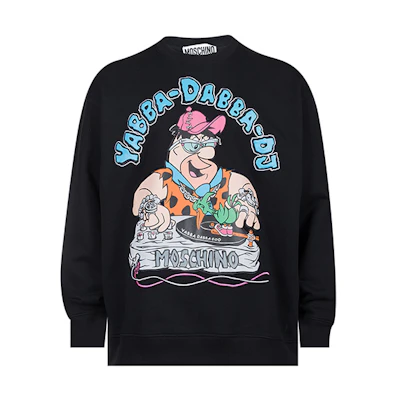 Moschino SS22 Black Cartoon Letter Print Loose Fit Sweatshirt B1799-6028-1555