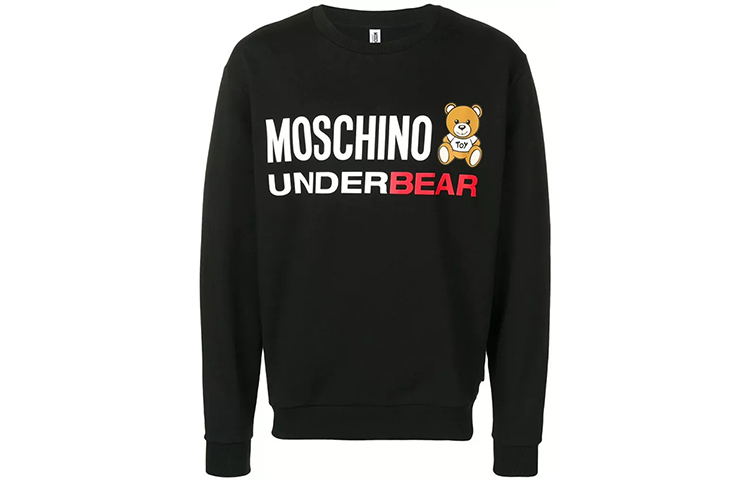 Moschino SS22 Black Cotton Teddy Bear Animal Print Sweatshirt A1713-8129-555