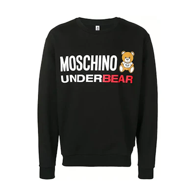 Moschino SS22 Black Cotton Teddy Bear Animal Print Sweatshirt A1713-8129-555