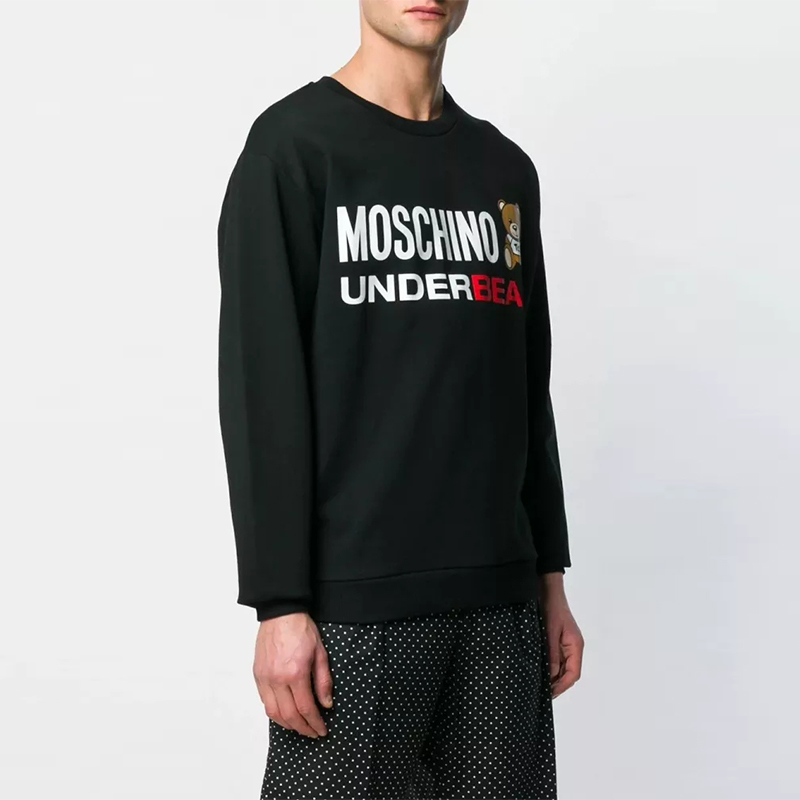 Shop Moschino SS22 Black Cotton Teddy Bear Animal Print Sweatshirt A1713-8129-555