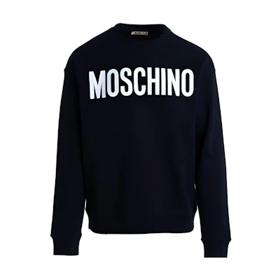 MOSCHINO SS22 Black Crewneck Pullover Sweatshirt with Logo Print 1701-2028-1555