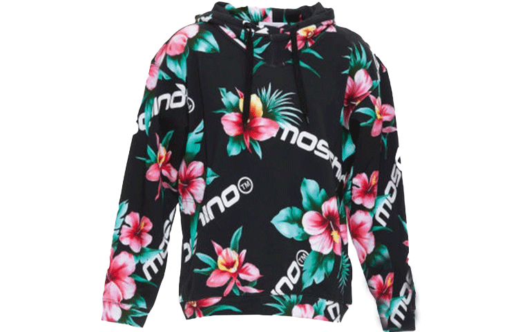 Order Moschino SS22 Black Floral Print Long Sleeve Hoodie 1712-2027-1555
