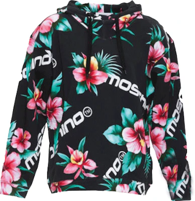 Moschino SS22 Black Floral Print Long Sleeve Hoodie 1712-2027-1555 Order Moschino SS22 Black Floral Print Long Sleeve Hoodie 1712-2027-1555