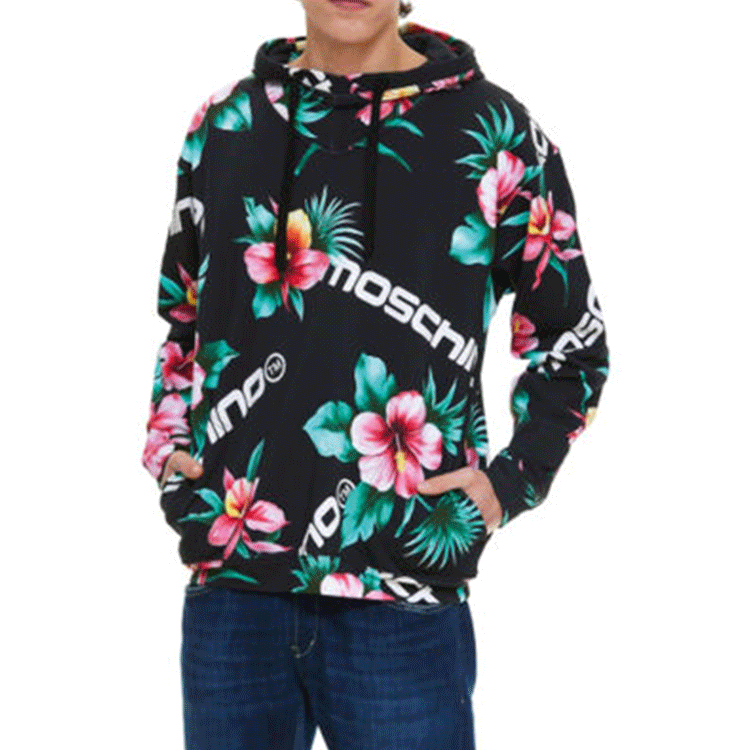 Lookbook Moschino SS22 Black Floral Print Long Sleeve Hoodie 1712-2027-1555