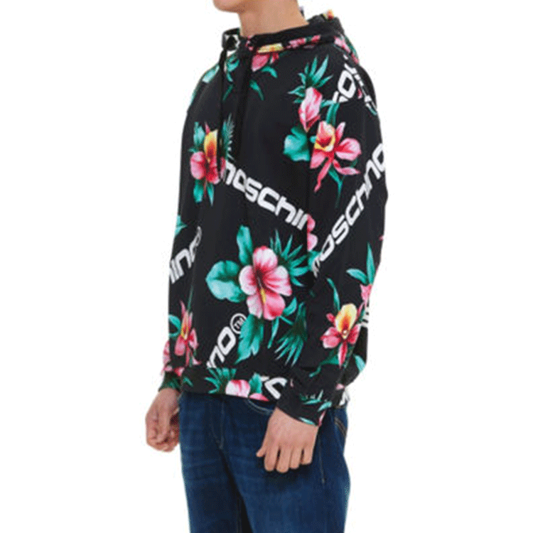 Purchase Moschino SS22 Black Floral Print Long Sleeve Hoodie 1712-2027-1555