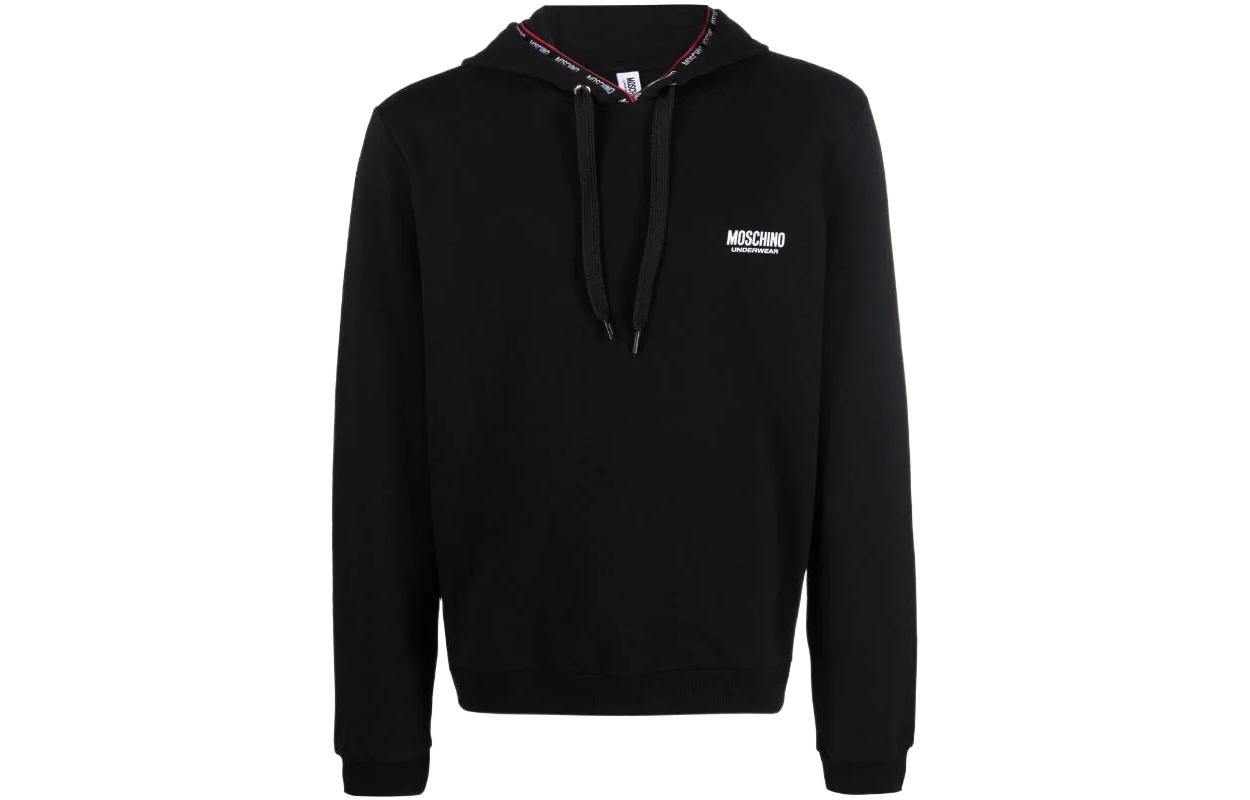 MOSCHINO SS22 Black Hoodie with Front Logo Print A170-8810-7555