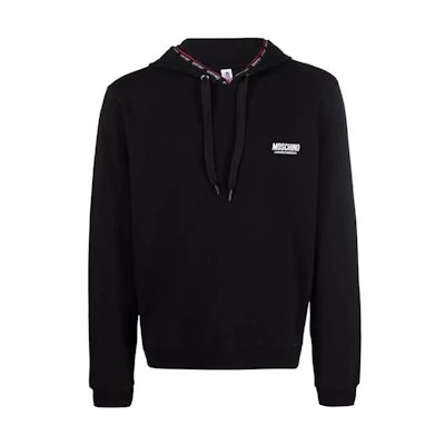 MOSCHINO SS22 Black Hoodie with Front Logo Print A170-8810-7555
