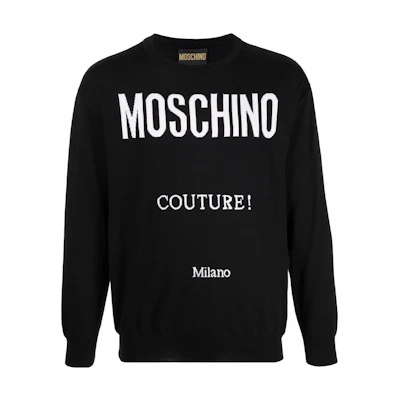 MOSCHINO SS22 Black Letter Print Crewneck Sweatshirt Men A0906-2025-5526