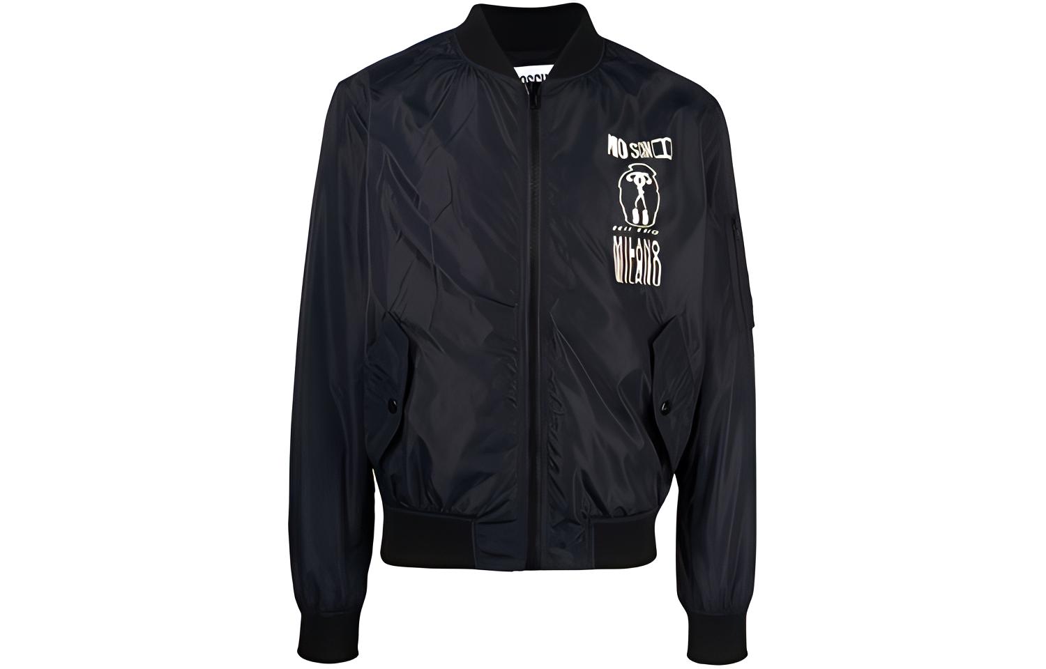 MOSCHINO SS22 Black Sequin Bomber Jacket Unisex 0614-7016-1555