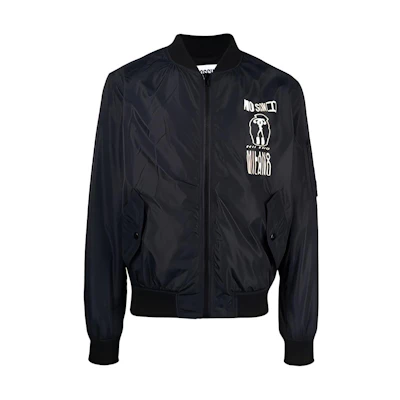 MOSCHINO SS22 Black Sequin Bomber Jacket Unisex 0614-7016-1555