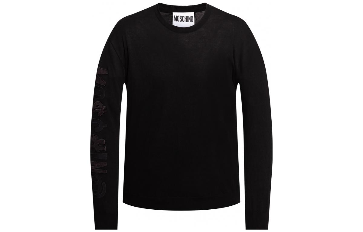 MOSCHINO SS22 Black Solid Color Crewneck Pullover Sweatshirt A0924-7002-0555