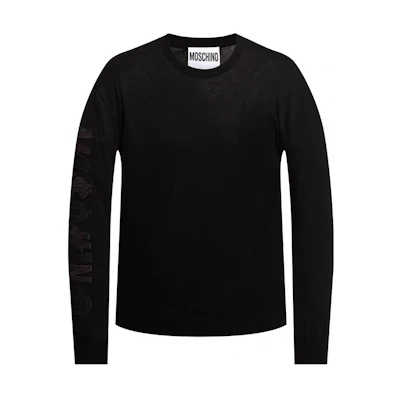 MOSCHINO SS22 Black Solid Color Crewneck Pullover Sweatshirt A0924-7002-0555