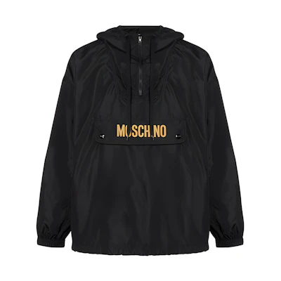 MOSCHINO SS22 Black Solid Logo Print Hoodie Jacket A0612021-622P-0555
