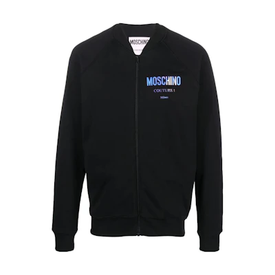 MOSCHINO SS22 Black V-Neck Zip-Up Long-Sleeve Jacket A1730-7028-1555