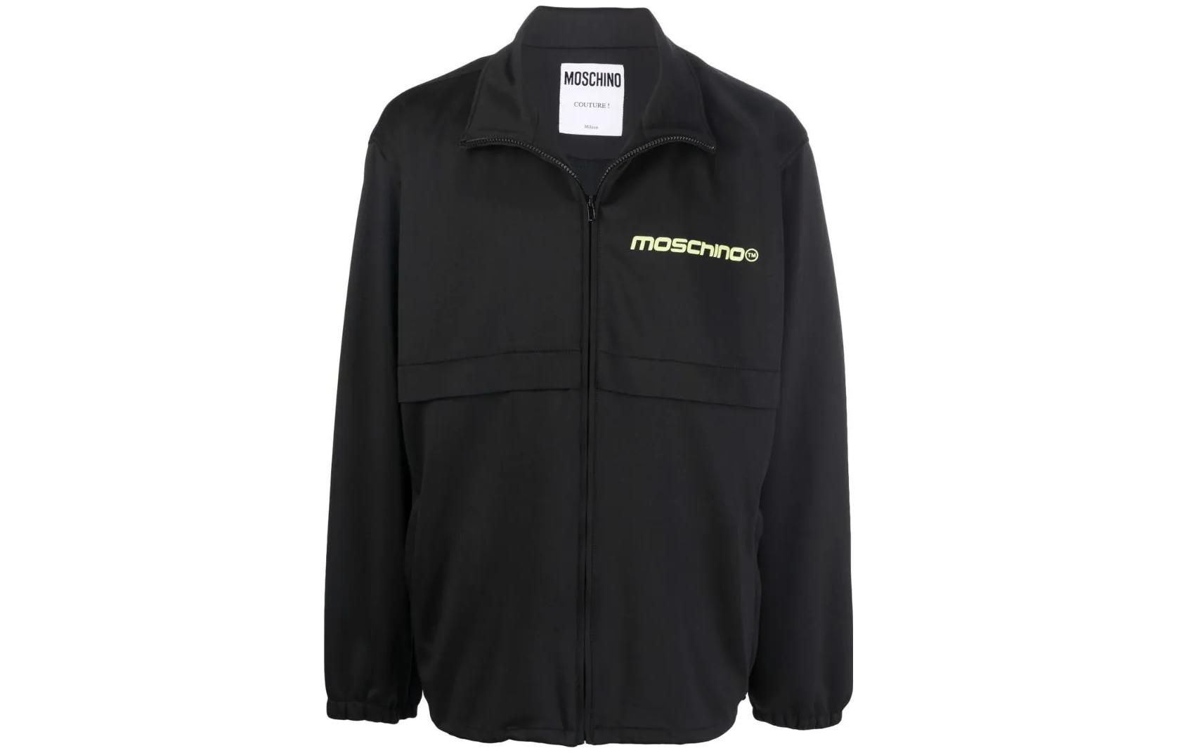 MOSCHINO SS22 Black Zip-Up Jacket with Solid Logo Patch A172420291555