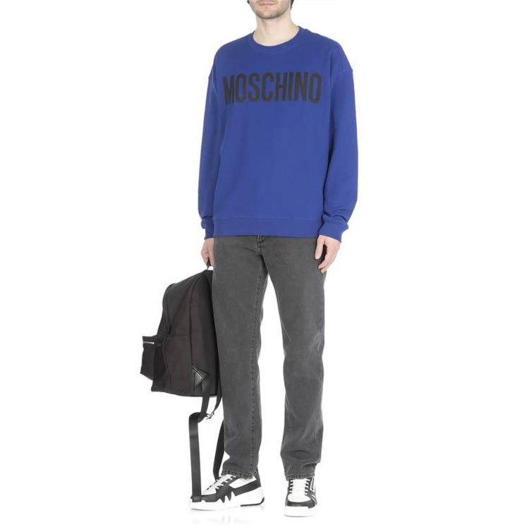 Lookbook Moschino SS22 Blue Logo Print Crewneck Pullover Sweatshirt A1701-0228-1296
