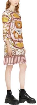 모스키노 SS22 카툰 베어 프린트 3/4 소매 미디 드레스 멀티컬러. A0470-5653-1221 Purchase 모스키노 SS22 카툰 베어 프린트 3/4 소매 미디 드레스 멀티컬러. A0470-5653-1221