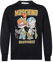 Moschino SS22 Cartoon Letter Graphic Loose Knit Pullover Sweater Black Men. B0990-6000-1555 Moschino SS22 Cartoon Letter Graphic Loose Knit Pullover Sweater Black Men. B0990-6000-1555
