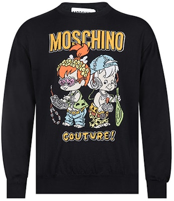 モスキーノ SS22 カートゥーンロゴ グラフィック ルーズニット プルオーバーセーター ブラック メンズ B0990-6000-1555 Order モスキーノ SS22 カートゥーンロゴ グラフィック ルーズニット プルオーバーセーター ブラック メンズ B0990-6000-1555