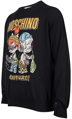 モスキーノ SS22 カートゥーンロゴ グラフィック ルーズニット プルオーバーセーター ブラック メンズ B0990-6000-1555 Lookbook モスキーノ SS22 カートゥーンロゴ グラフィック ルーズニット プルオーバーセーター ブラック メンズ B0990-6000-1555