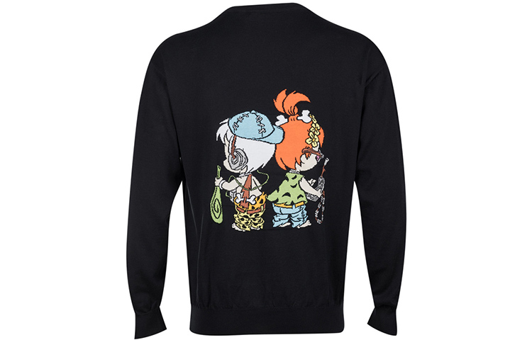 Purchase モスキーノ SS22 カートゥーンロゴ グラフィック ルーズニット プルオーバーセーター ブラック メンズ B0990-6000-1555