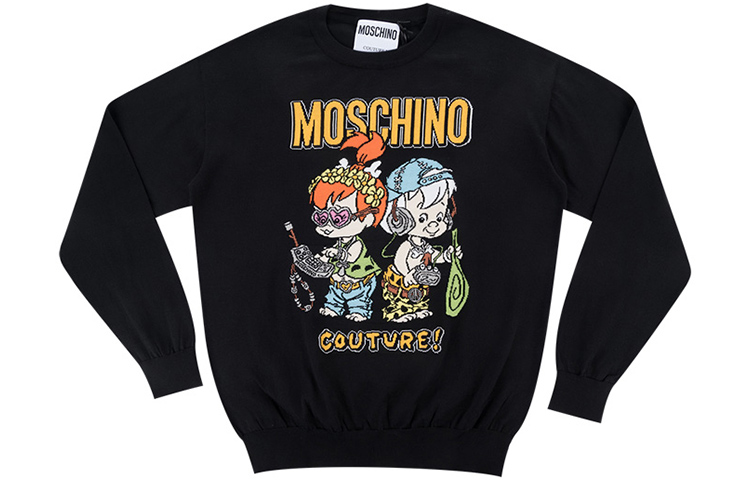 Details for モスキーノ SS22 カートゥーンロゴ グラフィック ルーズニット プルオーバーセーター ブラック メンズ B0990-6000-1555
