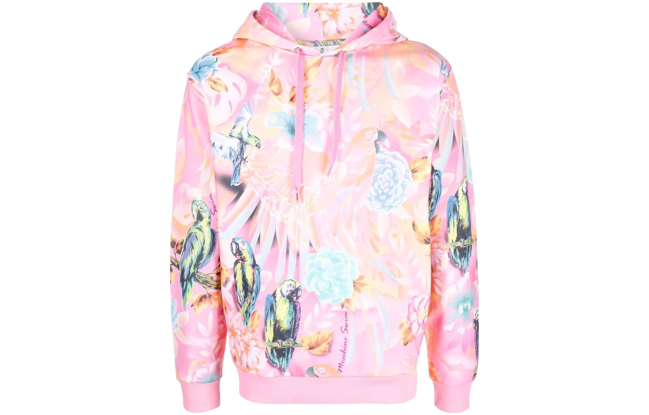 MOSCHINO SS22 Graphic Print Drawstring Hoodie Men’s Purple Red V1702-2315-1208