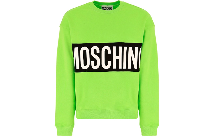MOSCHINO SS22 Green Cotton Crewneck Sweatshirt with Letter Print 17232-028A-2419