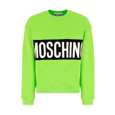 MOSCHINO SS22 Green Cotton Crewneck Sweatshirt with Letter Print 17232-028A-2419