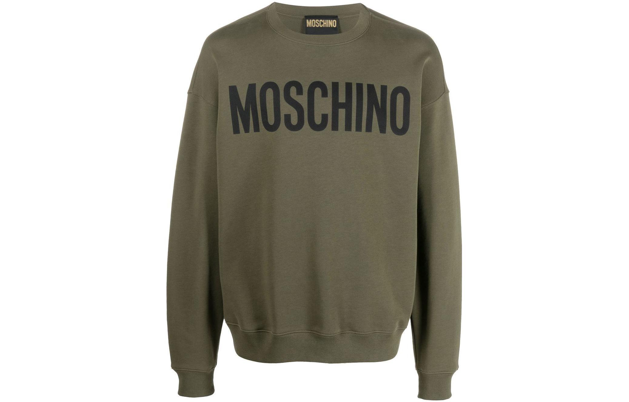 MOSCHINO SS22 Green Logo Print Crewneck Pullover Sweatshirt Fall Edition A1701-7028-1443